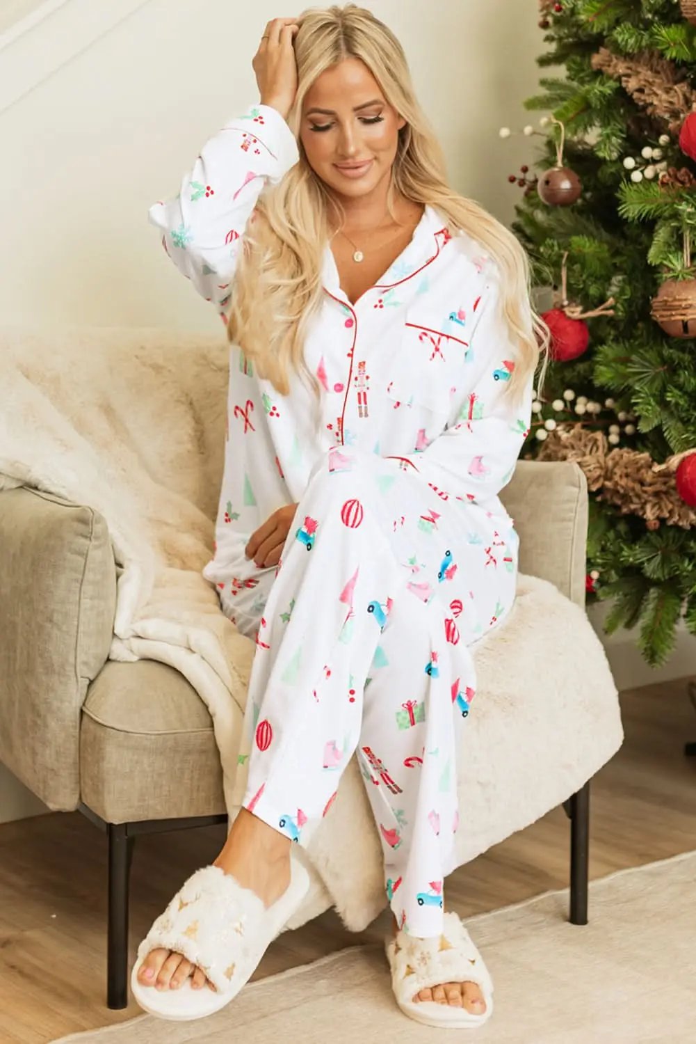 Festive White Christmas Pjs Set - Love Salve